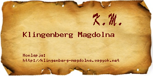 Klingenberg Magdolna névjegykártya